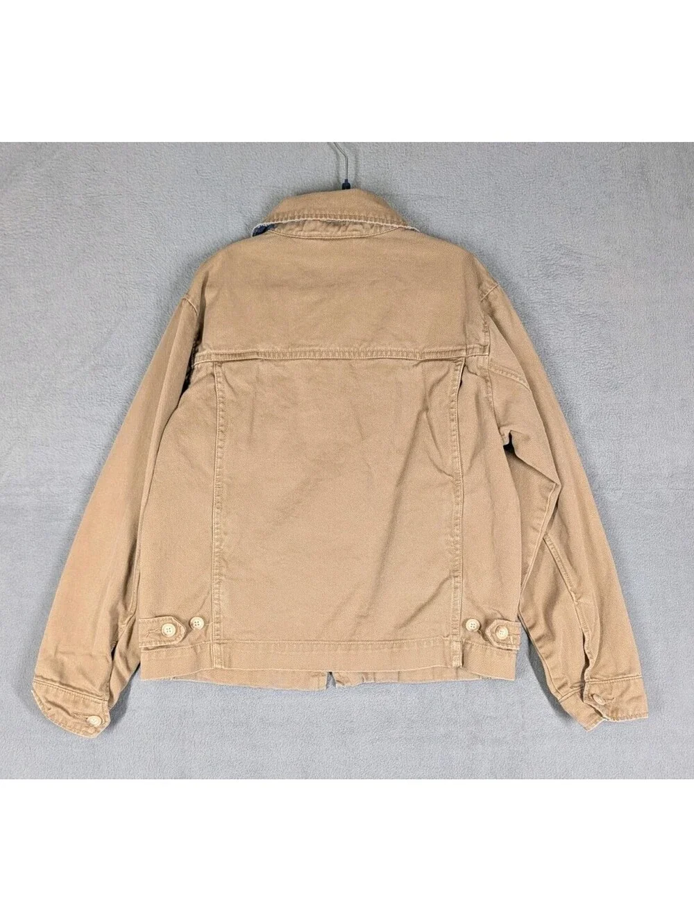 Polo Ralph Lauren Boys Youth S 10 Khaki Canvas Plaid Lined Jacket Coat Full Zip